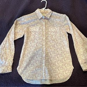 Billy Reid button down shirt with purple boats